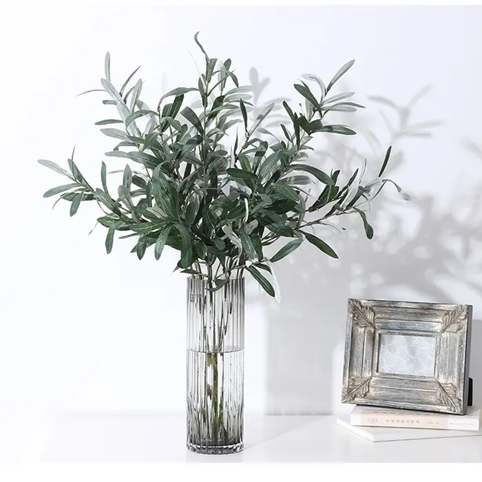 Plantes artificielles feuilles vert Olive Branches d'arbre nouvel an fruits accessoires Photo maison chambre mariage extérieur intérieur décoration cadeau soie