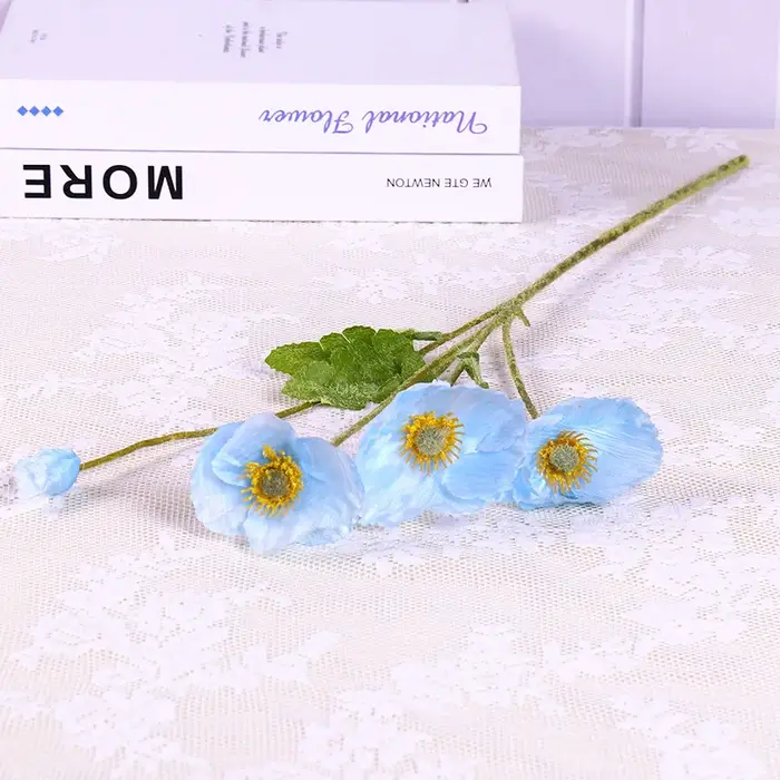 Yu Beauty-Simulation de fleurs artificielles, pavot à 4 têtes, fausse fleur, pastorale, décoration d
