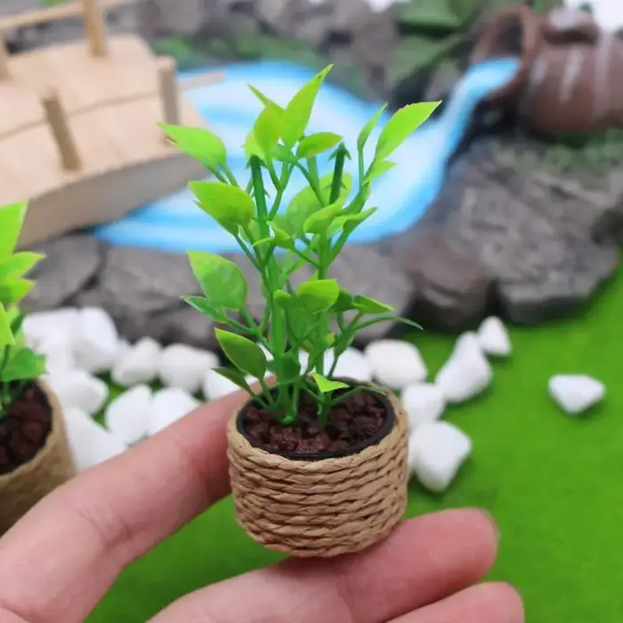 Mini arbre à oranges en pot, modèle de plante miniature, 1 pièce, adapté à une maison de poupée 1:12