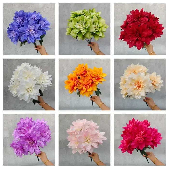 Fleurs artificielles de Dahlia à 7 têtes