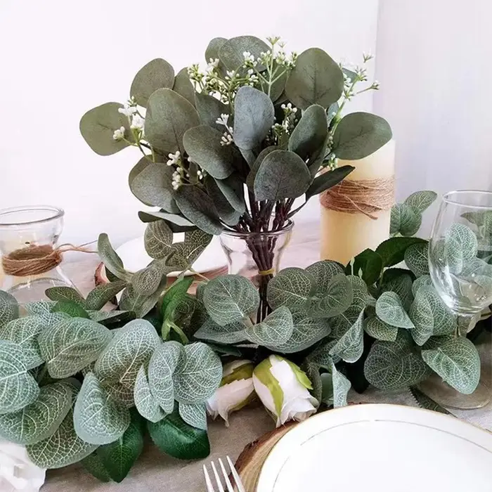 Plantes artificielles feuilles d'eucalyptu tige branche d'eucalyptus Festival couronne Bouquet Floral mariage vacances maison chambre Vase bricolage décor