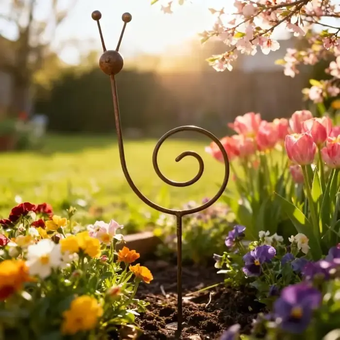 Support de plante en métal rustique en forme d'escargot