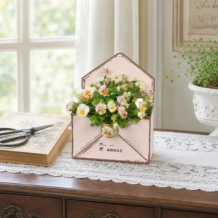 Jardinière murale vintage en forme d'enveloppe pour intérieur et extérieur