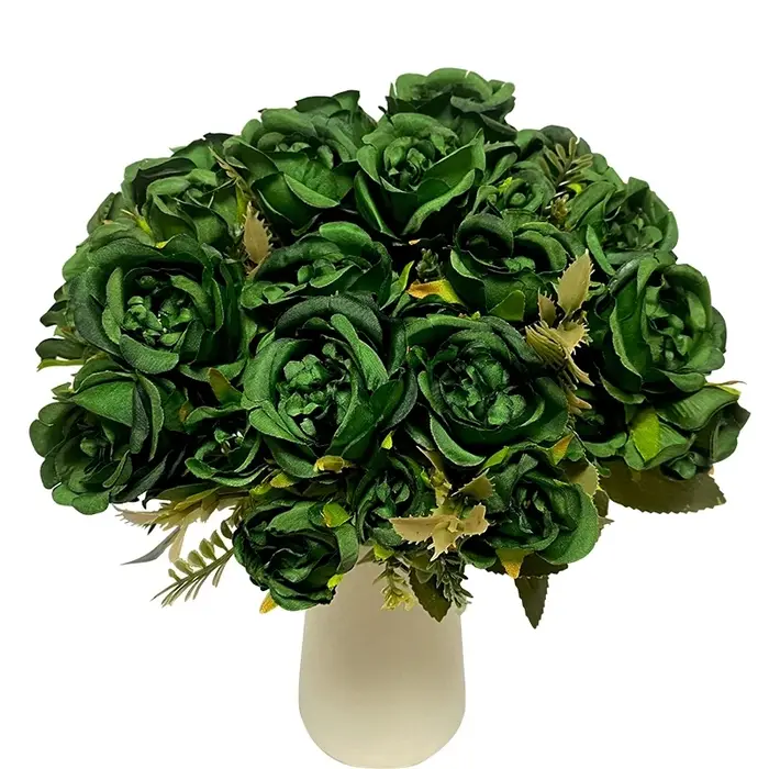 Bouquet de 8 roses vertes artificielles