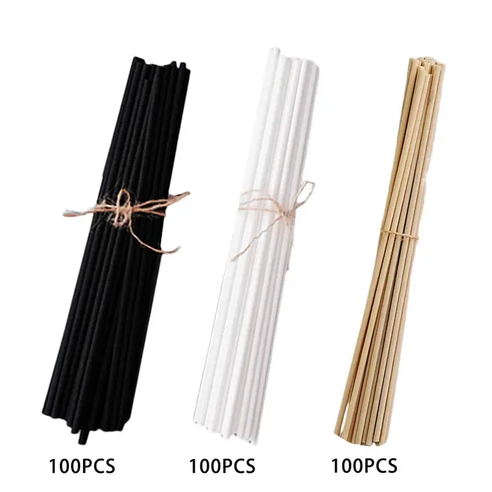 100 pièces bâtons de diffuseur de roseaux ensemble 3mm 8 pouces bâtons de diffuseur de roseau de fib