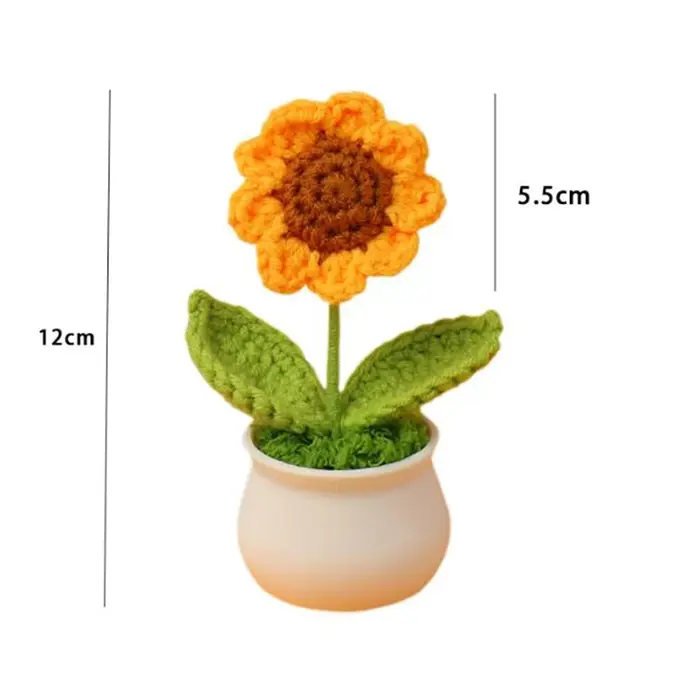 Pots de tournesol artificiels créatifs au Crochet