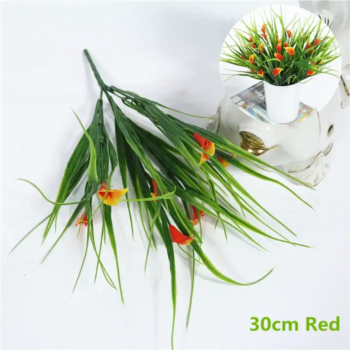 Herbe d'oignon artificielle, fausses fleurs, bouquet de plantes, matériaux d'art muraux d'été, acces
