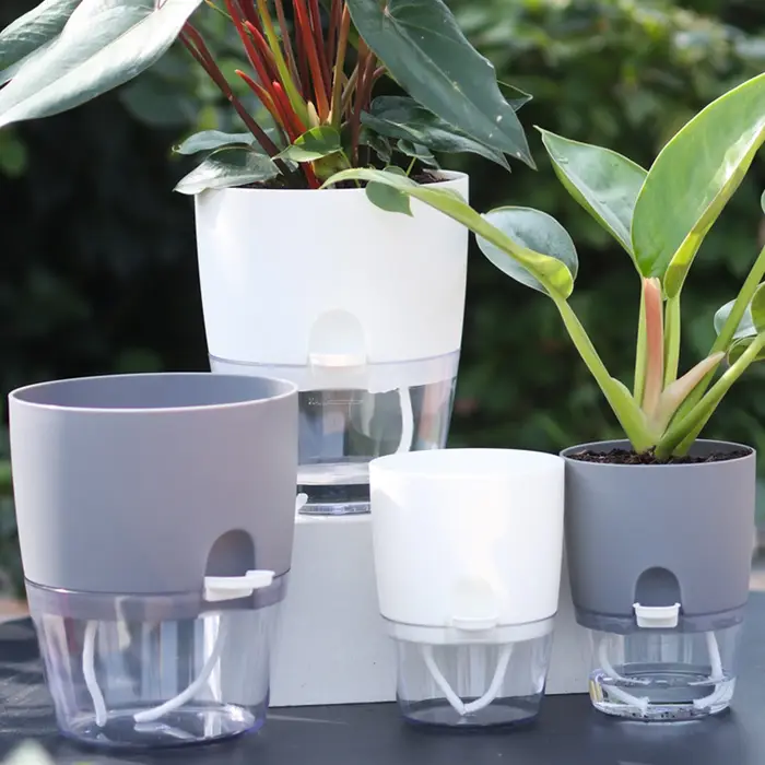 Pot de fleur en plastique Transparent Double couche