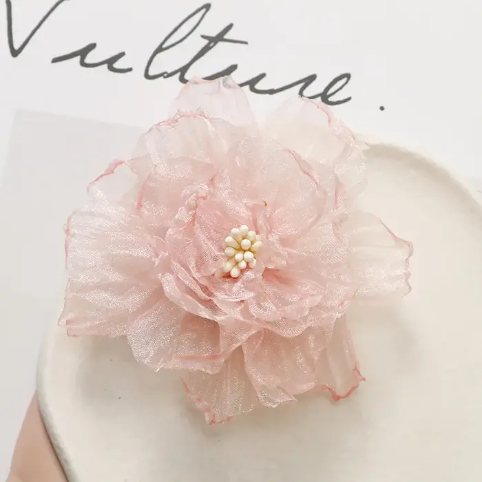 Fleur en organza rose DIY, accessoires de confection pour robes de mariée, vêtements, chaussures, ch