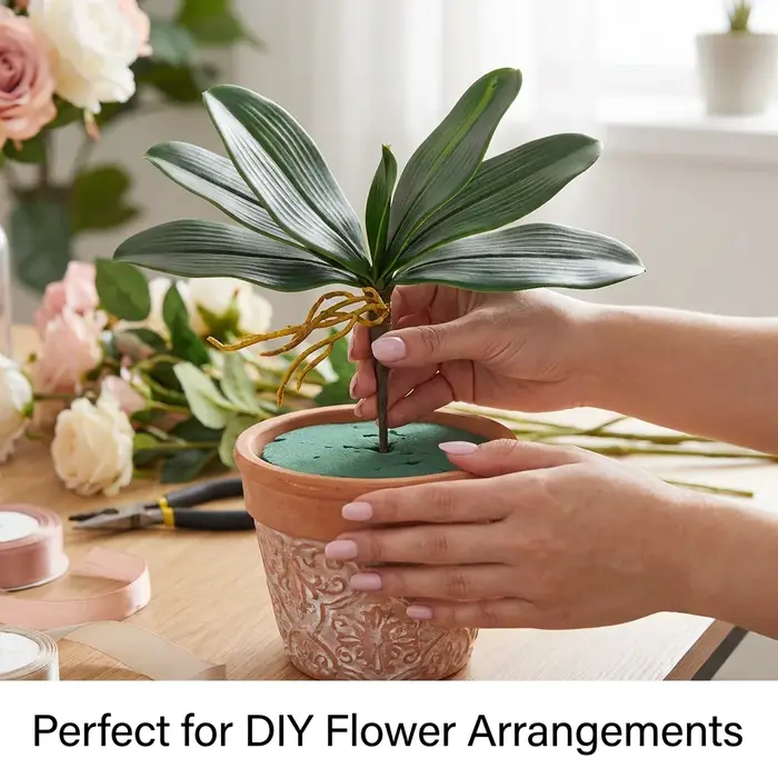 Feuilles d'orchidée artificielles, plante Phalaenopsis réaliste avec racines, fausse verdure pour la décoration intérieure, arrangement de mariage
