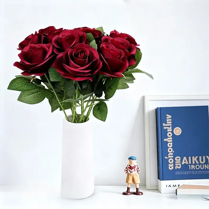 52 roses bordeaux artificielles
