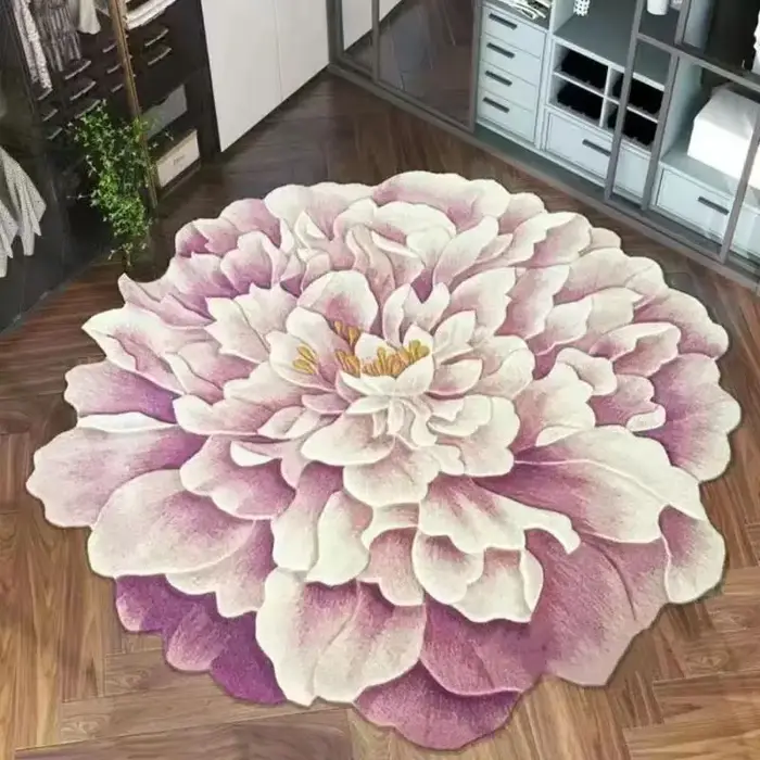 Tapis de fleur de pétale moelleux moderne, décoration de salon, tapis de maison, chambre à coucher, chevet, chaise d'ordinateur, lea, polymères de sol coordonnants