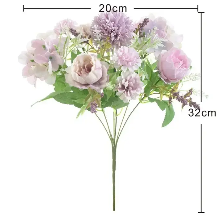 Bouquet de fleurs d'hortensia artificielles à 7 têtes