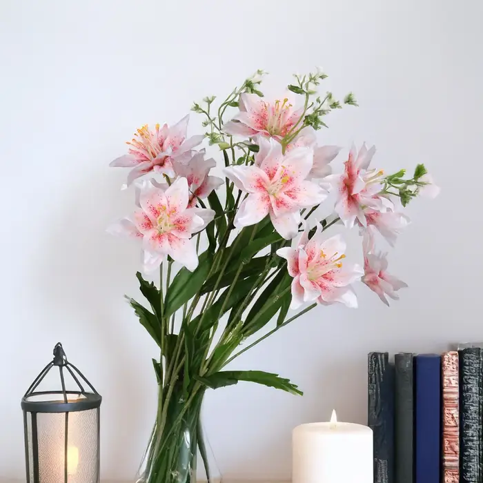 Fleurs artificielles de lys Double couche de 28 pouces