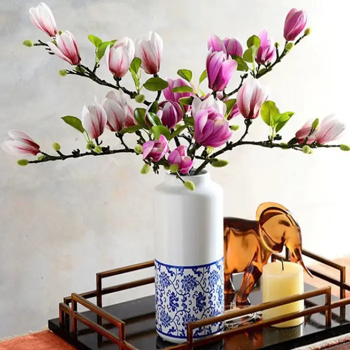 Uflower 67cm soie Magnolia branche fleurs artificielles maison jardin hôtel Table Vase décor bricolage Photo