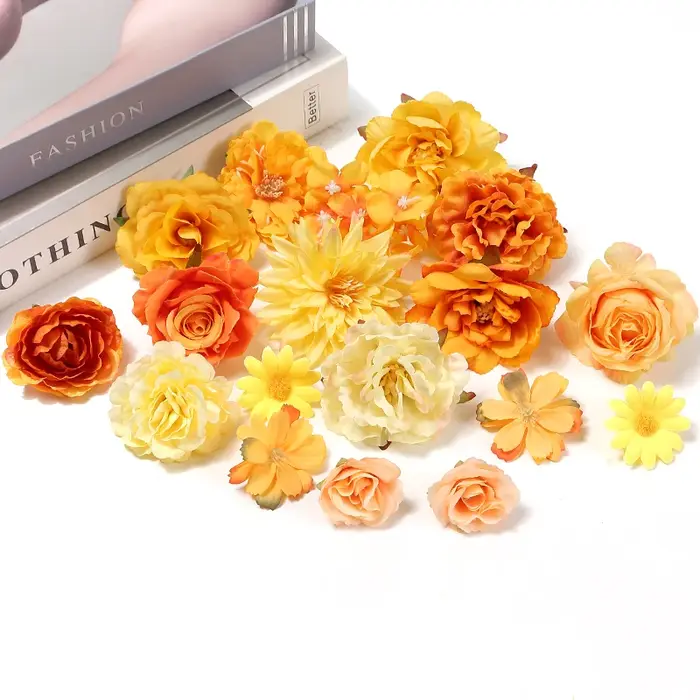 Têtes de roses artificielles série Orange