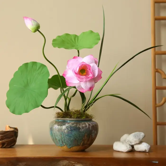 5 pièces de nouvelles branches de lotus roses chinoises