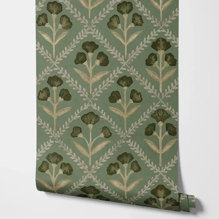 Papier peint plantes modernes vertes, papier peint mural floral noir, autocollants muraux décoratifs