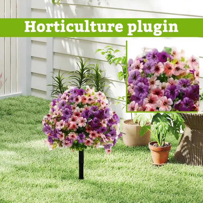 Décoration florale artificielle violette sur piquet pour jardin