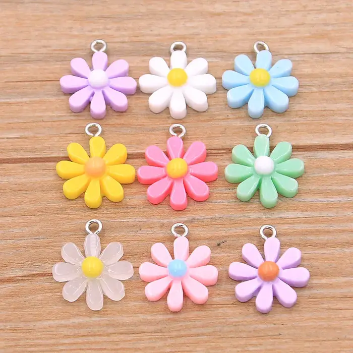 10 pièces 17X20mm 9 marguerite colorée fleur Flatback résine Cabochons Scrapbook artisanat bricolage embellissements décor chapeaux accessoires