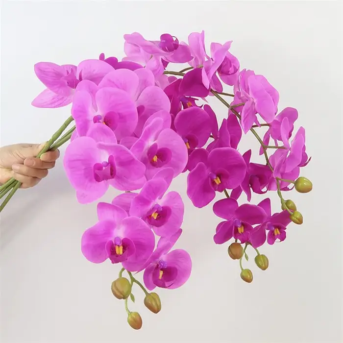 9 têtes de fleurs d'orchidées papillon artificielles de 98 cm
