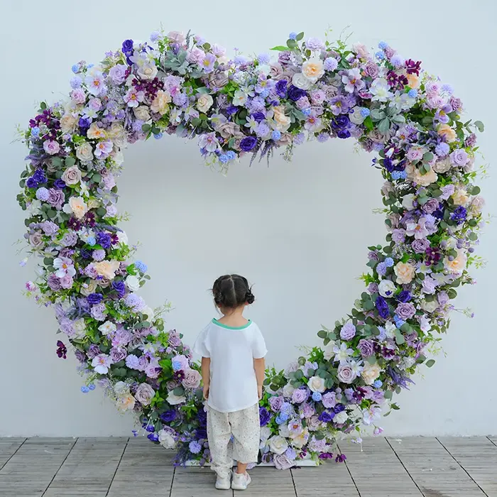 H865324 violet Rose verdure fleur rangée canapé coureur mariage toile de fond arc carré Arrangement Floral fête d'anniversaire Photo accessoires