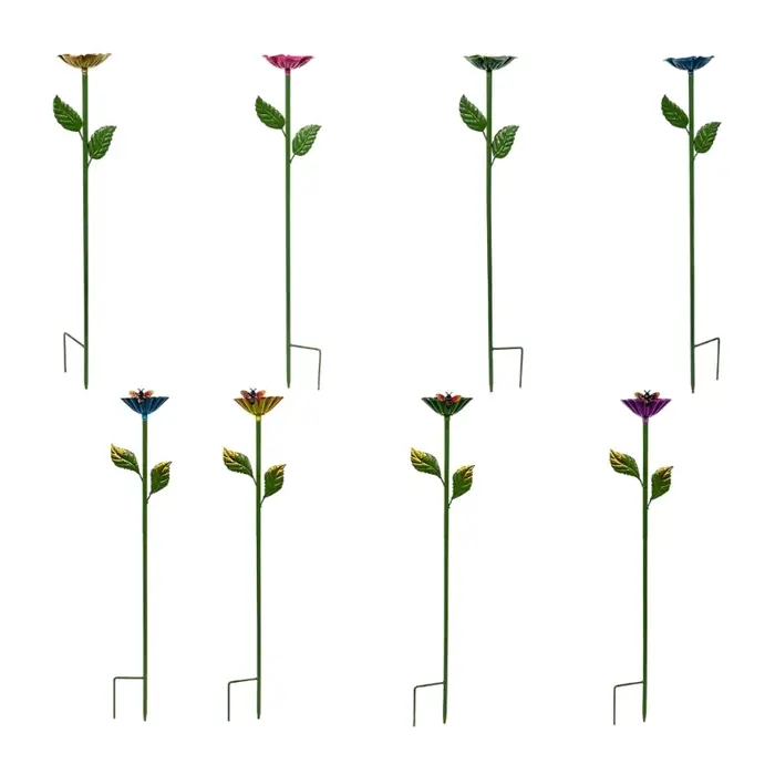 Jeu 4 piquets jardin fleurs en métal pour l'extérieur