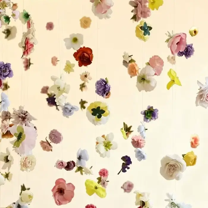 Rideau de fleurs artificielles flottantes de style bohème