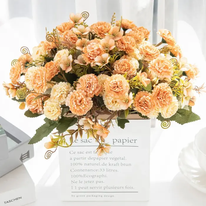 Fleurs artificielles 1 faisceau européen petit clou de girofle oeillets en gros mariage maison chambre photographie cour décor à la main bricolage scène