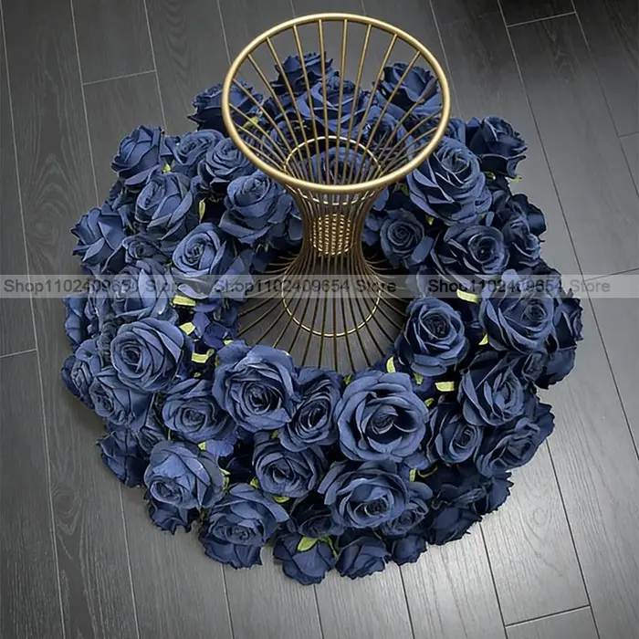 Boule de fleurs artificielle bleu marine rose et jacinthe pour décoration de mariage, centre de tabl