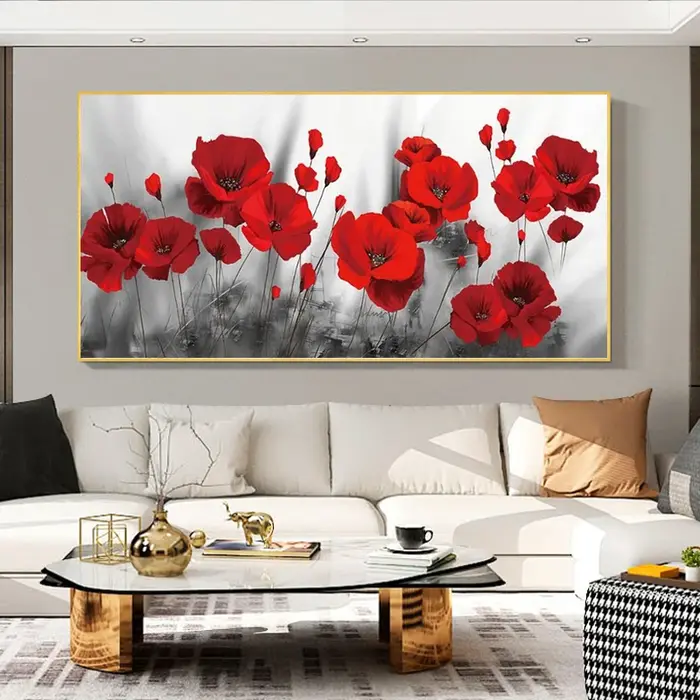 PopMED-Affiches et Imprimés d'Art en Toile de Fleurs Rouges