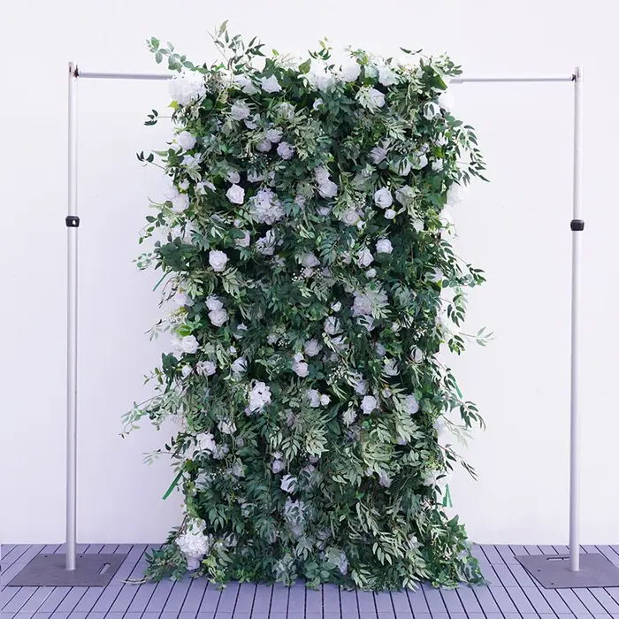 Blanc Rose vert plante feuilles de saule enrouler tissu fleur décoration murale arrière-plan de mariage Arrangement Floral événement accessoires de fête A8930