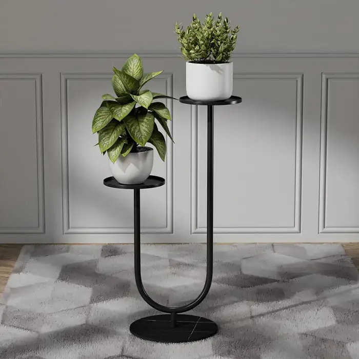 Support pour plantes – Support vertical en métal avec deux supports