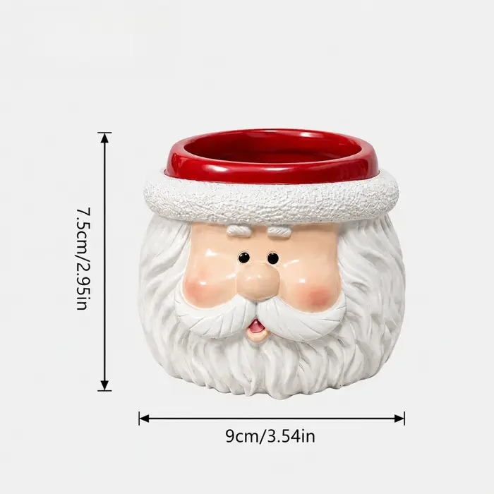 Pot de fleurs de Noël en résine miniature, motif Père Noël, mignon, pour plantes succulentes, décoration de bureau, petit contenant pour plantes, cadeau de Noël.