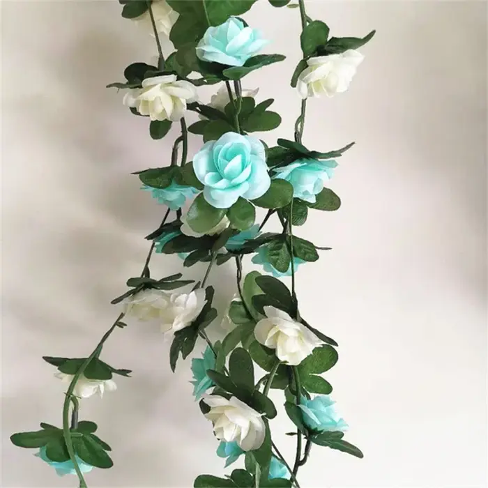 Nouvelle fleur artificielle rotin décoration rose soie guirlande