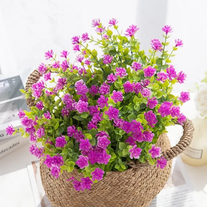 Artificielle Fleurs En Plastique Faux Eucalyptus Plante Mariage nuptiale bouquet De Noël Décor Vase pour La Maison fenêtre rebord bonsaï Festival