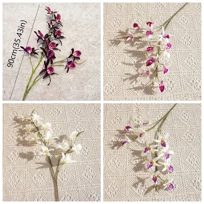 2 Branches d'Orchidées Artificielles Dendrobium Réalistes au Toucher Naturel