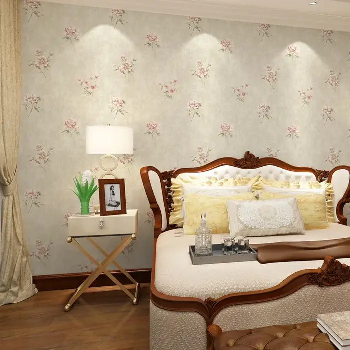 Papier Peint Non Tissé Motif Fleurs Déchirées pour Chambre, Salon, Fond de Décoration Murale Rose et Bleu, Décoration Intérieure
