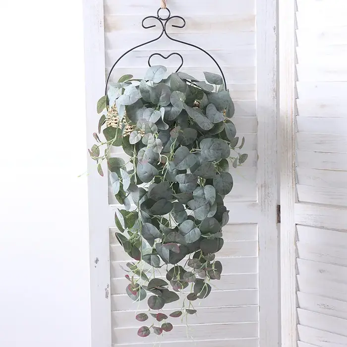 Plante artificielle d'eucalyptus en soie et rotin