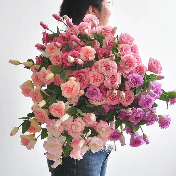 Fleurs artificielles soie rose Lisicodon Platycodon maison chambre décoration réel toucher fausse fleur Simulation Platycodons branche