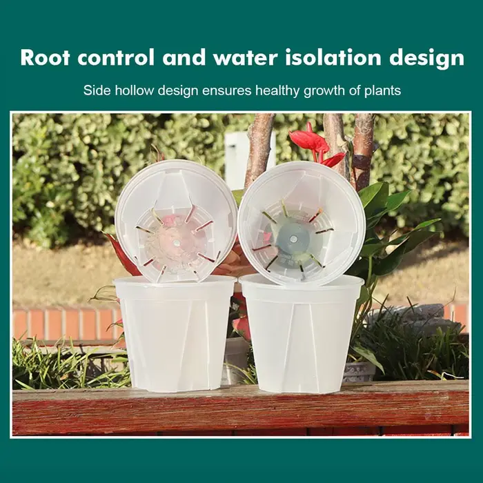 Pots de fleurs en plastique transparent pour contrôle des racines