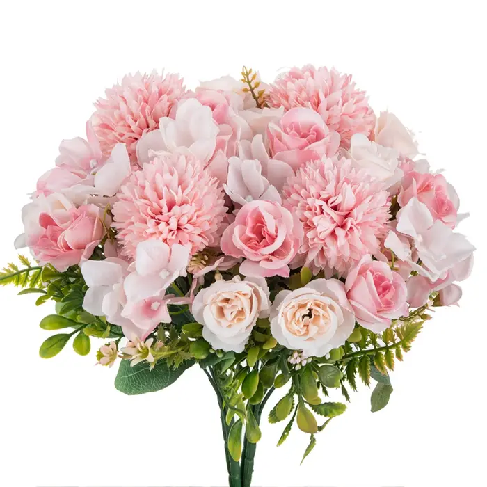 Fleurs artificielles Rose chrysanthème soie Bouquet saint valentin mariage extérieur cour jardin arc décor maison chambre guirlande accessoires