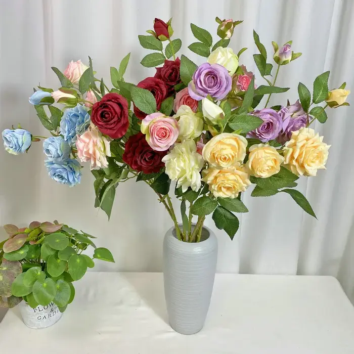 Nordique 5 têtes orchidée coeur corne Rose fleurs artificielles mariage soie fausse fleur Simulation Roses blanches branche décoration de jardin