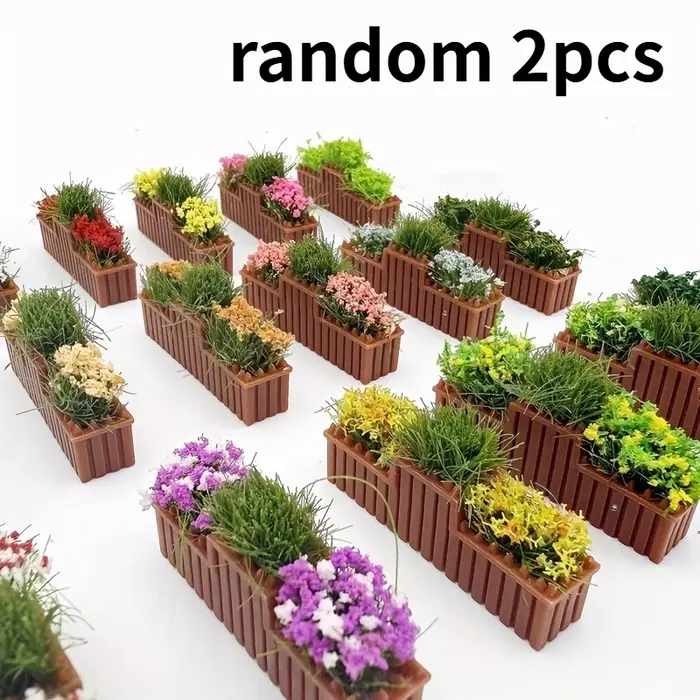 Modèle de parterre de fleurs Miniature de couleur aléatoire, 2 pièces, avec couleurs mélangées, aucu