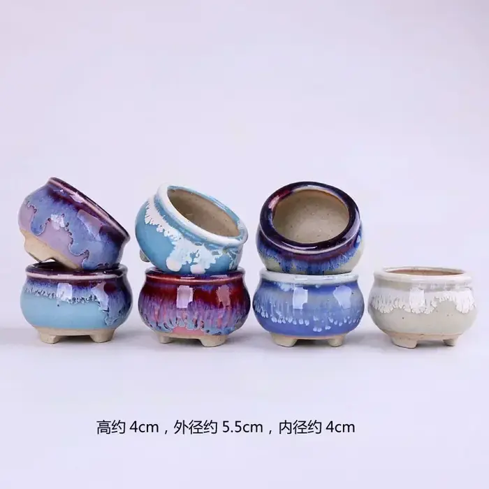 Pots de fleurs en céramique craquelées de glace pour la maison succulente décoration de bureau de jardin Mini