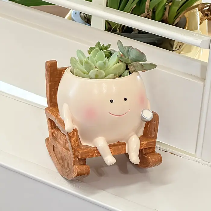 Chaise mignonne/balançoire visage souriant petit diable Pot de fleur balançoire créative plante succulente Pot