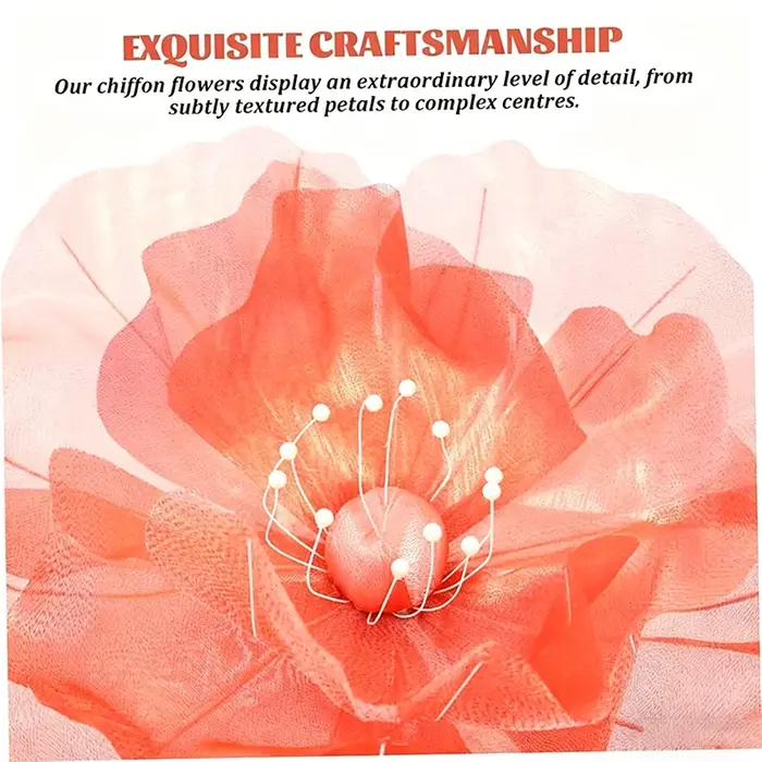 Grande fleur artificielle en tulle transparent de 50 cm avec accents de perles
