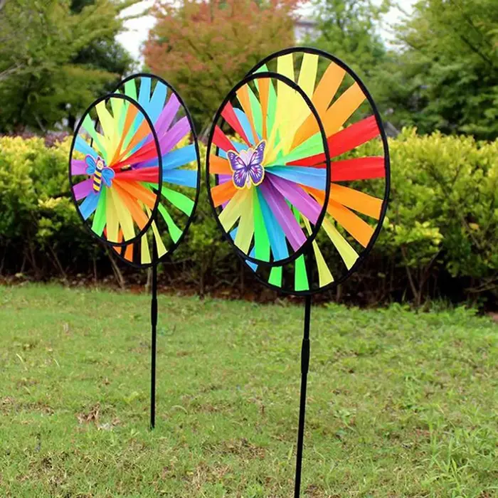 Moulin à Vent à Double Couche Coloré, Jouets pour Enfants, Décor de Jardin