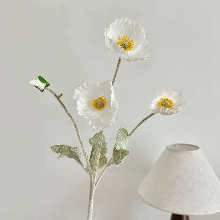 Fleur artificielle pavot floqué de 60 cm pour centre de table, bouquet de mariage, jardin extérieur,