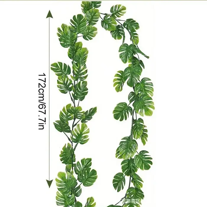 Guirlande de feuilles de Monstera artificielles, fausses plantes suspendues, feuilles de palmier tro